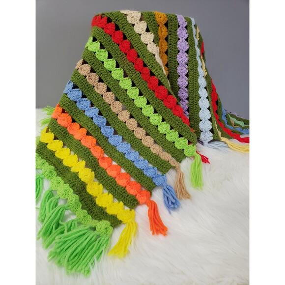 Vintage Afghan Throw blanket retro decor grandma‎ cottage rainbow LGBT colorful - Picture 1 of 10